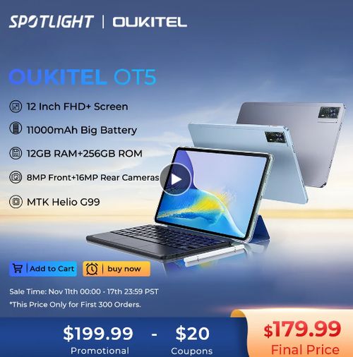 Oukitel OT5: 12 Inch and 12GB RAM Tablet Under $200!